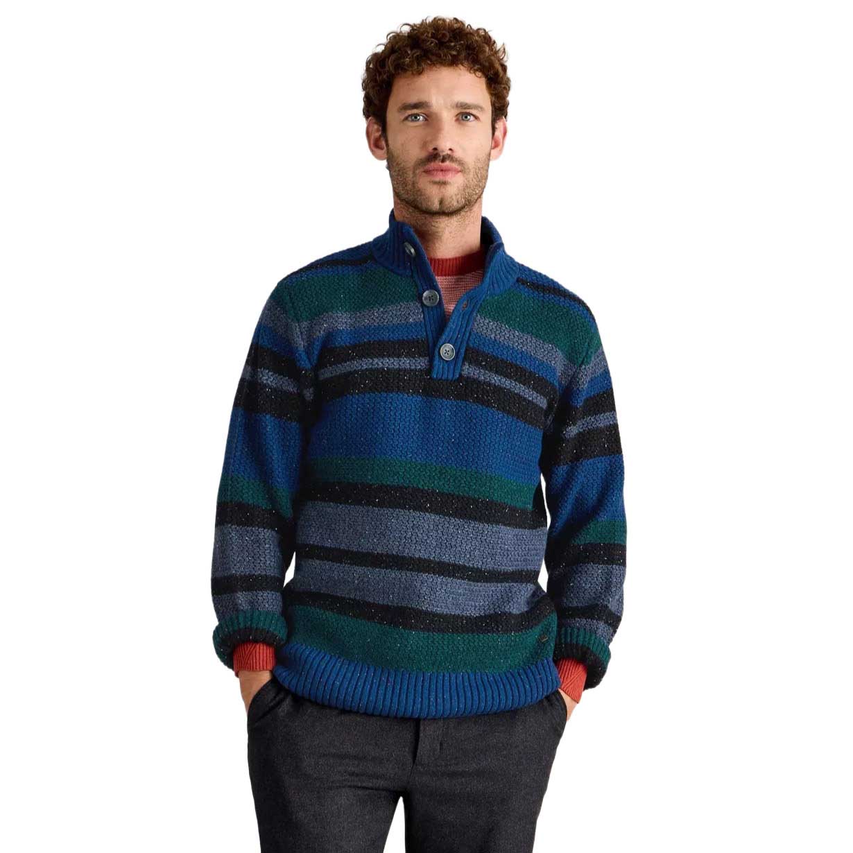 White Stuff Berkley Button Neck Stripe Jersey